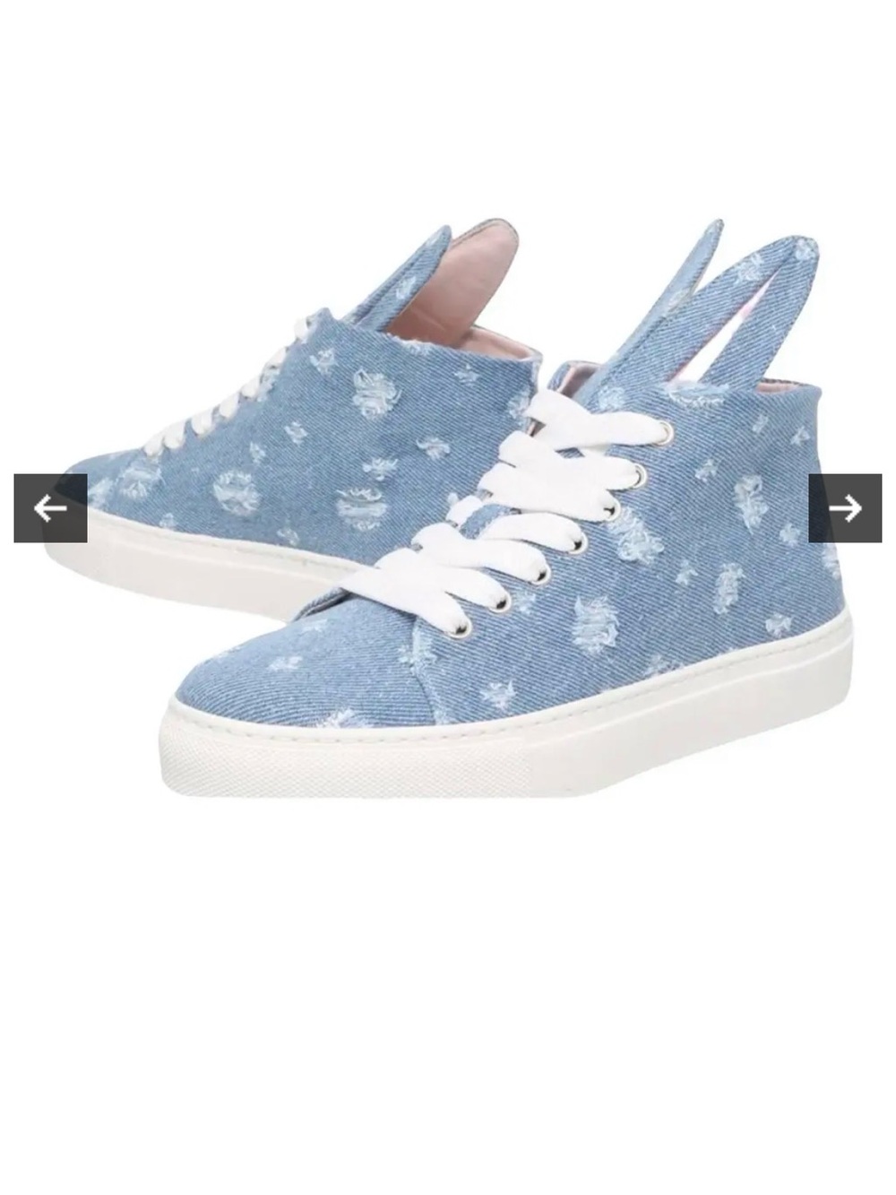 Minna Parikka Light Blue Denim High-Top Sneakersv with Bunny Ear Detail
